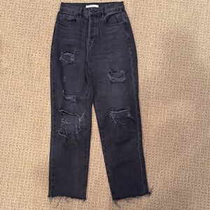 PacSun High Rise Straight Black Distressed Jeans Size 23